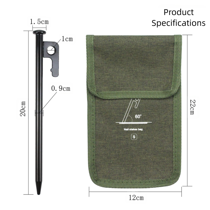 2pc Heavy-Duty 20cm Tent Stakes Kit (10 Pegs/pc) with Carry Bag