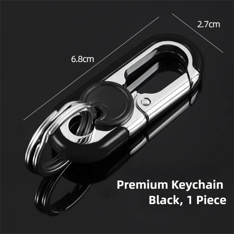 3pc Black Durable Zinc Alloy Carabiner Keychain – Secure Twist Lock &amp; Dual Key Rings