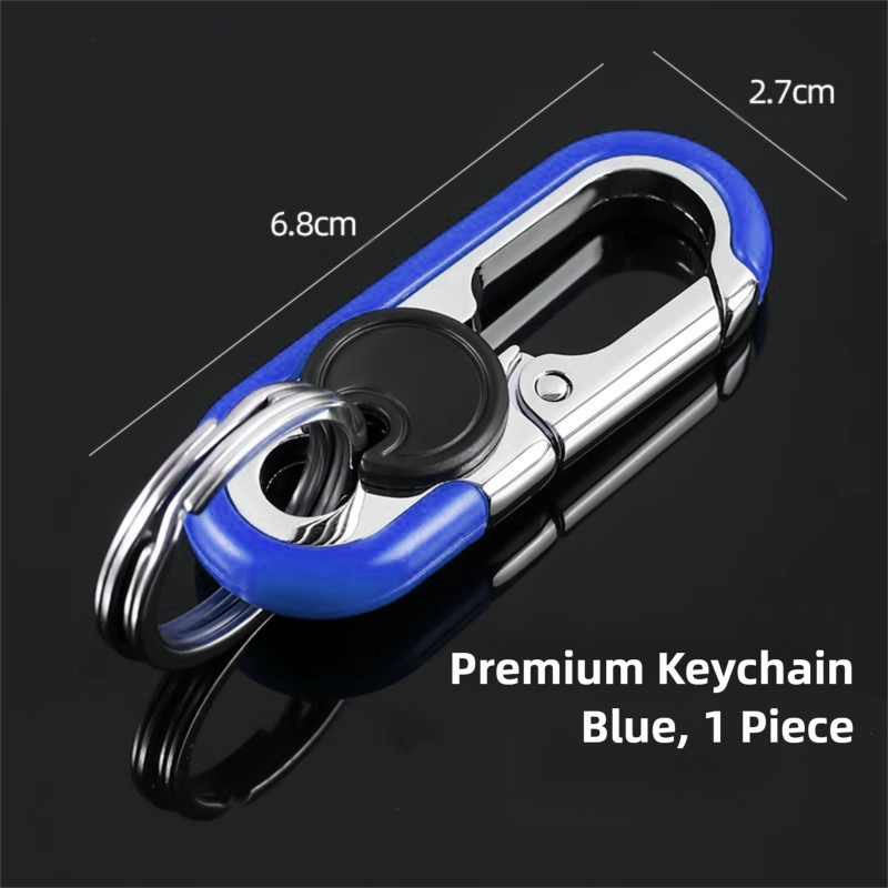 3pc Blue Durable Zinc Alloy Carabiner Keychain – Secure Twist Lock &amp; Dual Key Rings