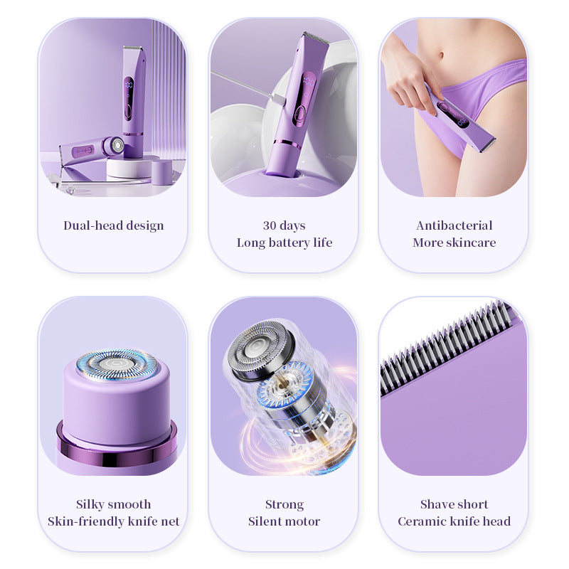 Pink Lectric Bikini Trimmer for Women, 1 Set Rechargeable 2 in 1 Body & FacialHair Removal