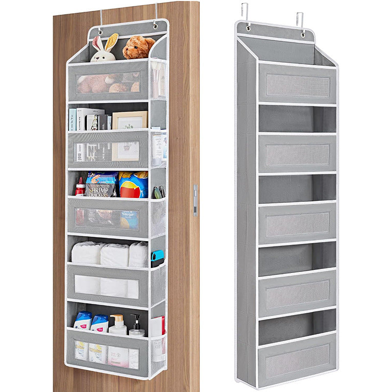 5-Tier Grey Over The Door Organizer – Heavy-Duty Hanging Storage (15.7in x 5.5in) with Anti-Tilt Design for Nursery, Pantry &amp; Dorm