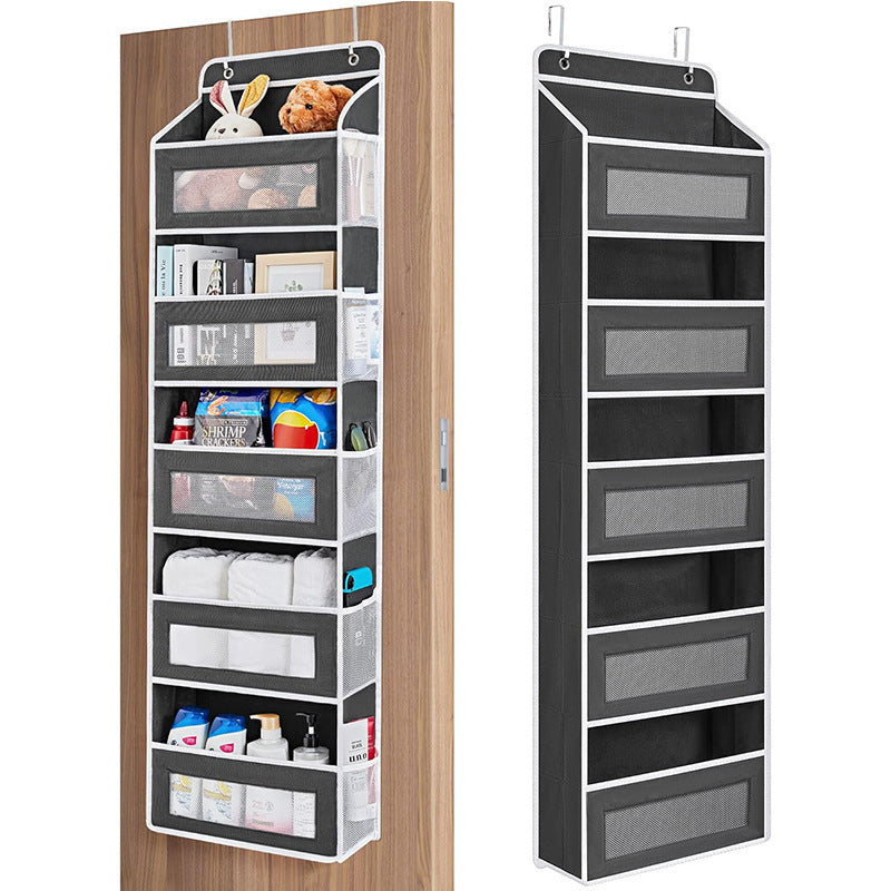 5-Tier Black Over The Door Organizer – Heavy-Duty Hanging Storage (15.7in x 5.5in) with Anti-Tilt Design for Nursery, Pantry &amp; Dorm