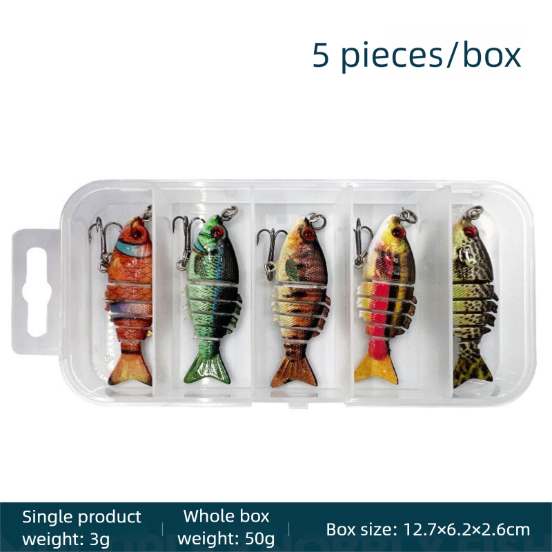5-Pack 2&quot; Lifelike Jointed Swimbaits for Crappie Bass Trout, , Swimbait for Relax Family Fishing