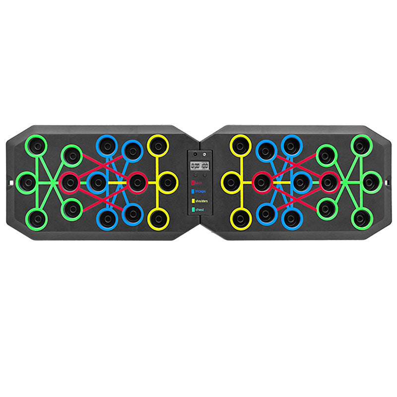 30-Hole Black Foldable Smart Push Up Board with Digital Counter/Timer, Resistance Bands for Full Body Home Workout