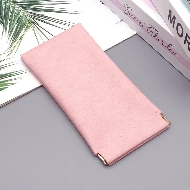 3-Pieces PU Pink Leather Glasses Pouch(18 * 8 CM) – Water Resistant, Soft Lining, Snap Closure, Universal Storage