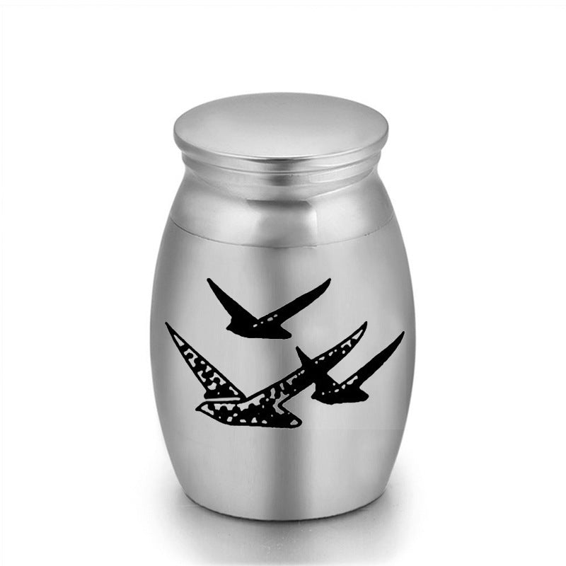 6-Pack 25x16mm Flying Bird Engraved Mini Keepsake Urn – Steel Ashes Memento for Cats Dogs