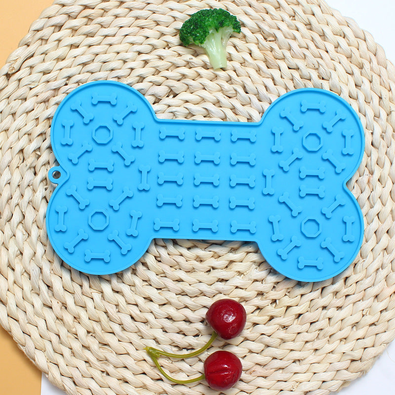 2-Pack Blue Food Grade Silicone Dog Lick Mat - Bone Shape Slow Feeder for Anxiety Relief, Training &amp; Bath Time - Non-Slip Suction Cups