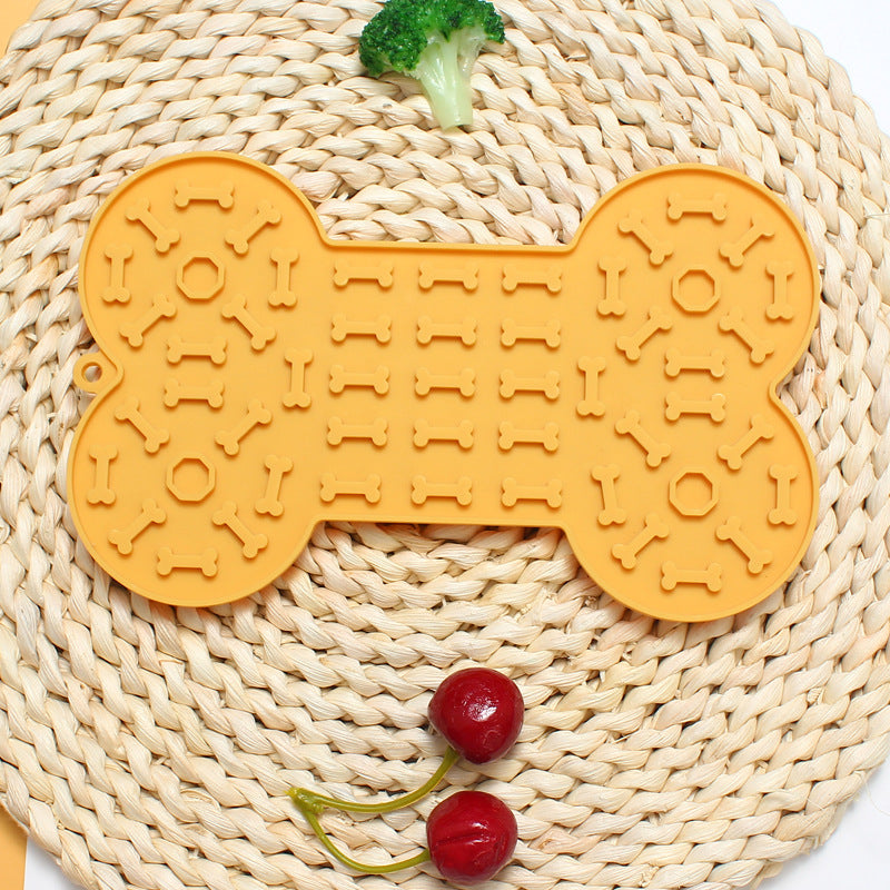 2-Pack Yellow Food Grade Silicone Dog Lick Mat - Bone Shape Slow Feeder for Anxiety Relief, Training &amp; Bath Time - Non-Slip Suction Cups