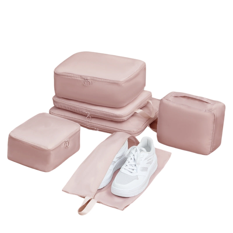 6-Piece Pink Memory Fabric Travel Compression Packing Cubes Set - Waterproof, Anti-Wrinkle Luggage Organizer &amp; Space Saver