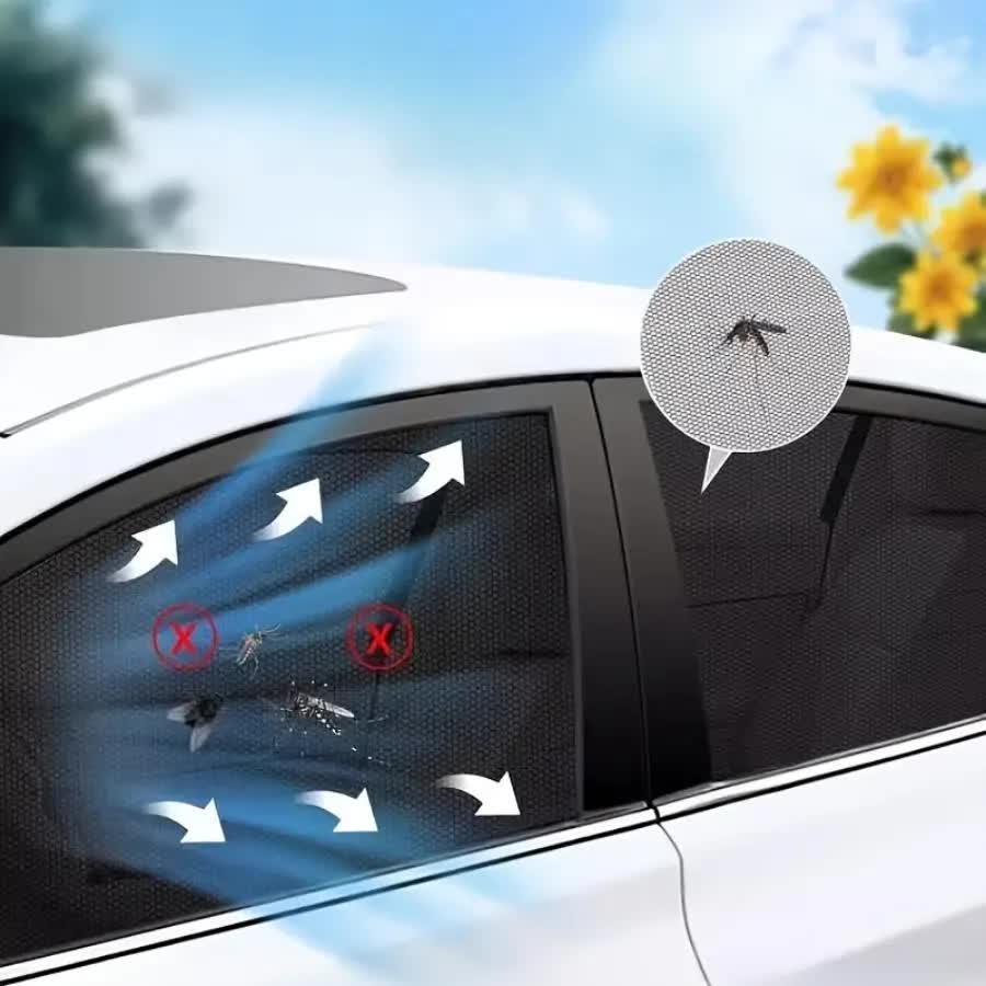 4PCS Car Curtain Screen Mosquito Net for SUV(2 Front + 2 Rear) - Anti-mosquito Shade in Summer, Sun Protection Ventilation Heat Insulation