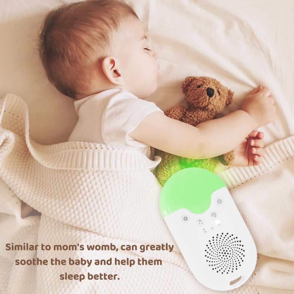 Portable Baby Sleep White Noise Machine(12.5*7*3.5 CM) With Soothing Sounds, RGB Night Light & Auto Timer - USB-C Rechargeable