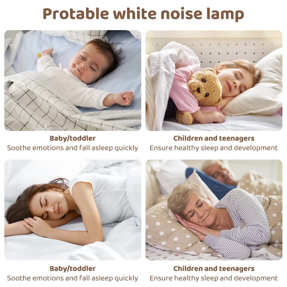 Portable Baby Sleep White Noise Machine(12.5*7*3.5 CM) With Soothing Sounds, RGB Night Light & Auto Timer - USB-C Rechargeable