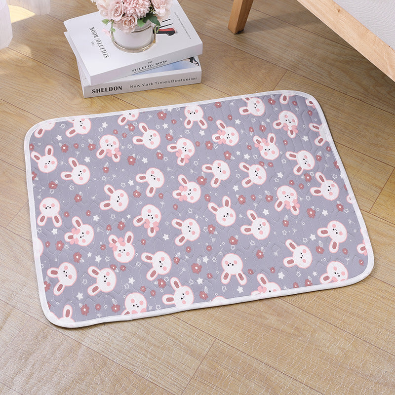 2-Pack Gray Rabbit Pet Summer Cooling Latex Pad (XL Size: 70*50cm) - Breathable Ice Silk &amp; Latex-Filled Dog Bed Cat Sleeping Mat with Non-Slip Base