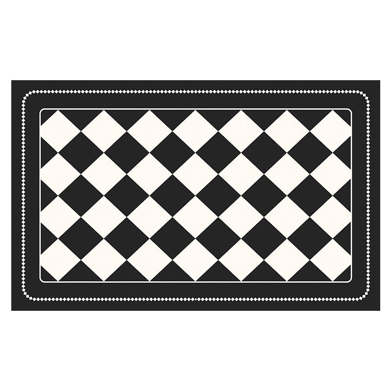 Black Checkered Design Loofah Texture Shower Mat (40x80cm) - Non-Slip PVC Bathroom Floor Mat, Quick-Draining, Anti-Mould &amp; Massage Pad