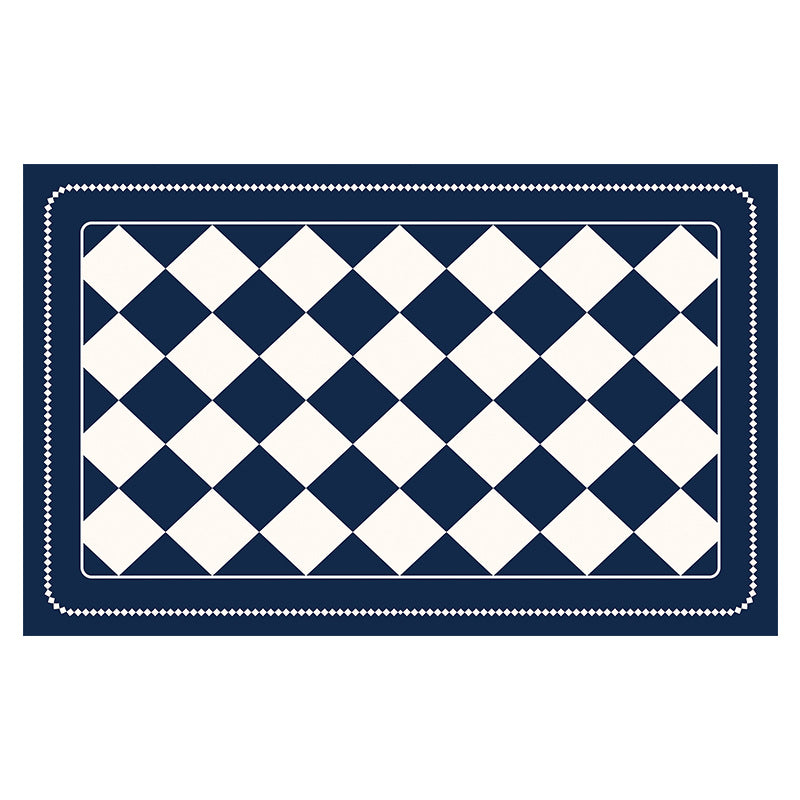 Dark Blue Checkered Design Loofah Texture Shower Mat (44x75cm) - Non-Slip PVC Bathroom Floor Mat, Quick-Draining, Anti-Mould & Massage Pad