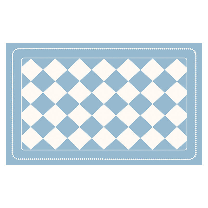 Light Blue Checkered Design Loofah Texture Shower Mat (44x75cm) - Non-Slip PVC Bathroom Floor Mat, Quick-Draining, Anti-Mould &amp; Massage Pad