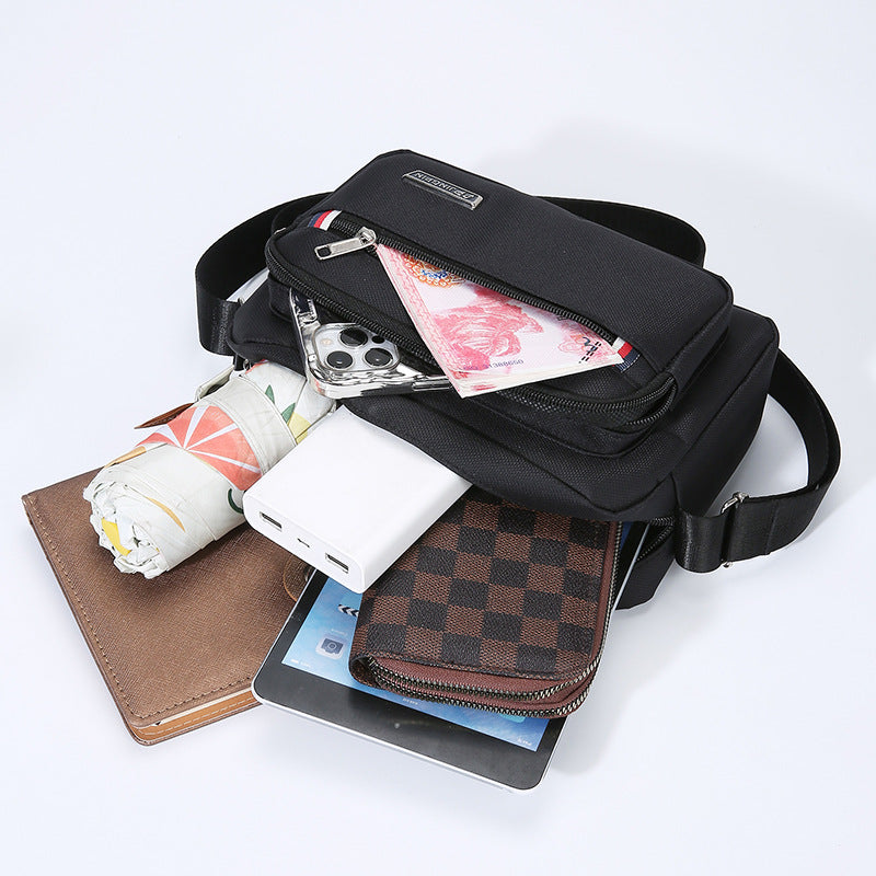 Brown Dual-Style Men's Oxford Cloth Crossbody Bag Bundle - Oxford Cloth Business Shoulder Bag, Multi-Functional Large Capacity, Fits 8-inch Tablet