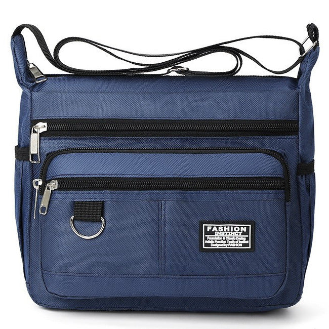 Dark Blue Men&#39;s Waterproof Oxford Cloth Crossbody Bag - Durable Anti-Theft Shoulder Backpack for Business, Travel &amp; 10-inch Tablet