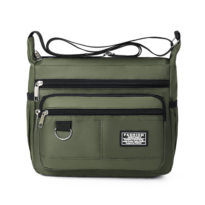 Green Men&#39;s Waterproof Oxford Cloth Crossbody Bag - Durable Anti-Theft Shoulder Backpack for Business, Travel &amp; 10-inch Tablet