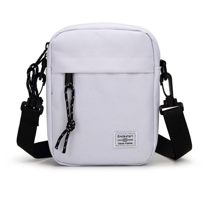 White Mini Streetwear Oxford Cloth Crossbody Bag - Ultra-Light (200g) Fashion Sling Pack, Fits 8-inch Tablet