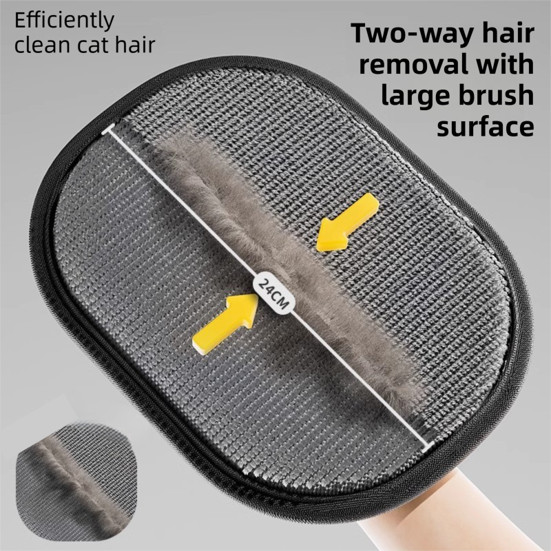 2-Pack Pet Hair Removal Tool (24x18CM) - Reusable Static Removal Gloves, Double-Sided Grooming Gloves for Pets, Removes Pet Fur Hair for Carpets