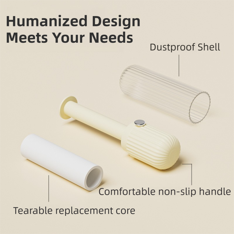 White Portable Mini Lint Roller Set for Pet Hair Cleaning - 6 Refills (180 Sheets Total), Sticky Dust Remover Brush for Clothes & Travel