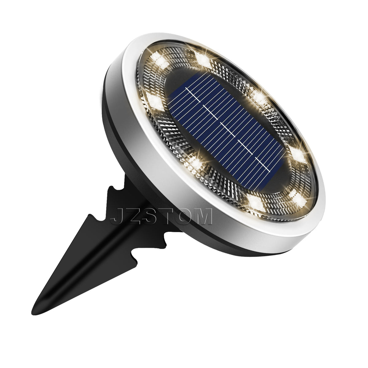 4-Pack New Solar LED In-Ground White Lights (Single 8.3x8.3x10 cm) - Stainless Steel &amp; ABS Waterproof Outdoor Garden Pathway and Landscape Spike Lamp