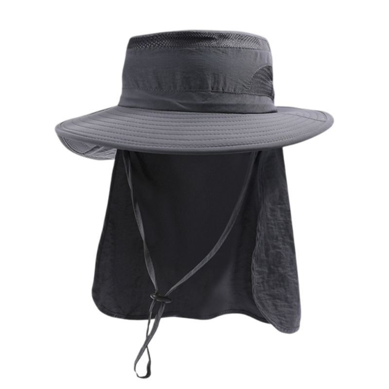 2-Pack Dark Grey Men&#39;s Adjustable Sun Protection Hat - Wide Brim, Deep Crown, Quick Dry Breathable Sun Cap with Neck Flap for Hiking &amp; Outdoors