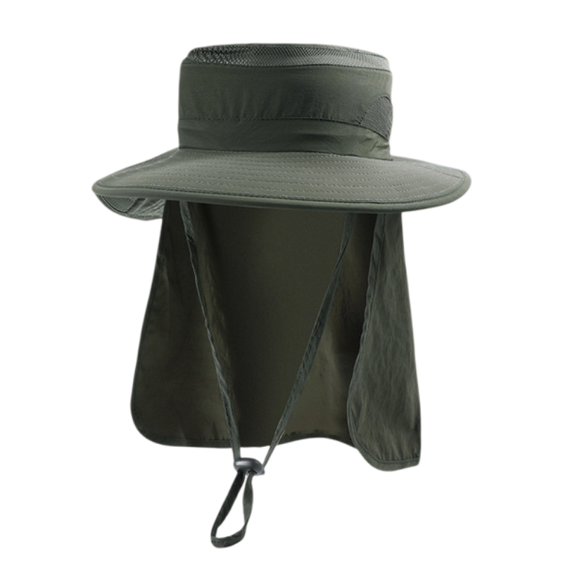 2-Pack Green Men&#39;s Adjustable Sun Protection Hat - Wide Brim, Deep Crown, Quick Dry Breathable Sun Cap with Neck Flap for Hiking &amp; Outdoors