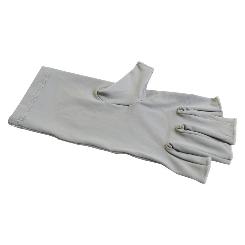 5-Pair Grey UV Protection Fingerless Gloves for Nail Art Curing and Cycling Sun Protection - Made of Nylon/Spandex, Manicure Hand Care