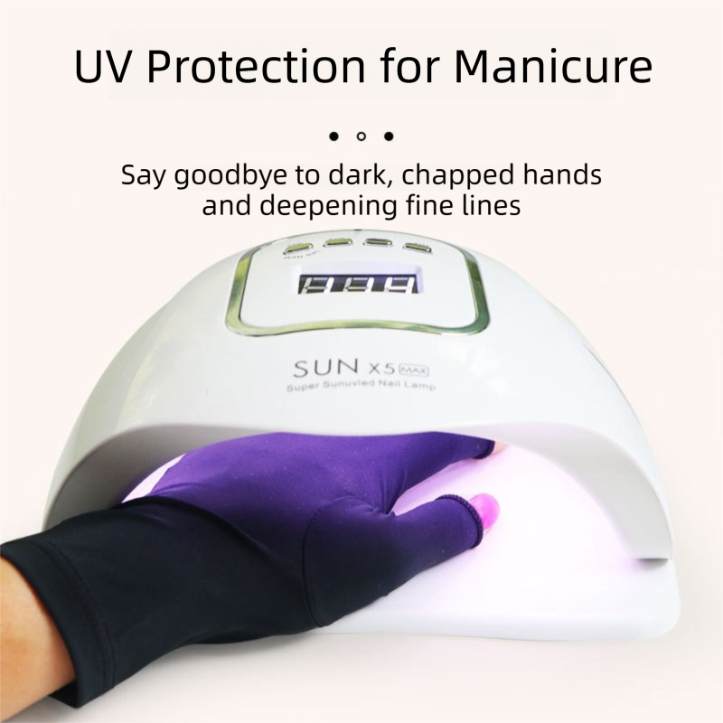 5-Pair White UV Protection Fingerless Gloves for Nail Art Curing and Cycling Sun Protection - Made of Nylon/Spandex, Manicure Hand Care