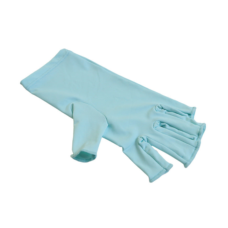 5-Pair Blue UV Protection Fingerless Gloves for Nail Art Curing and Cycling Sun Protection - Made of Nylon/Spandex, Manicure Hand Care