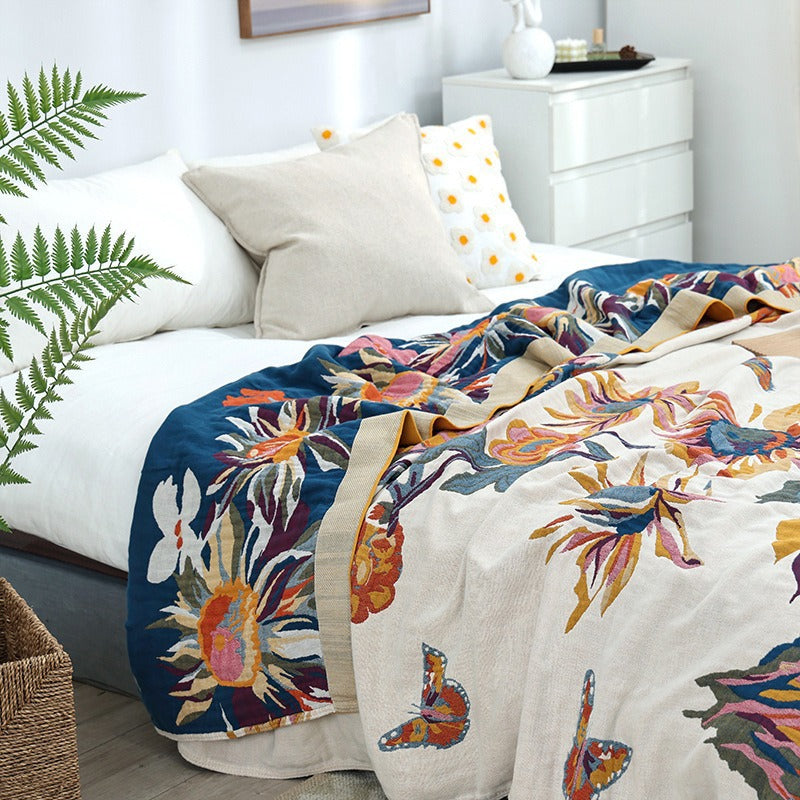 Pure Cotton Multi-Layer Gauze Blanket(Classic B, 240 cm x 240 cm) - Lightweight, Ultra-Breathable, and Moisture-Wicking Summer Quilt for Hot Sleepers