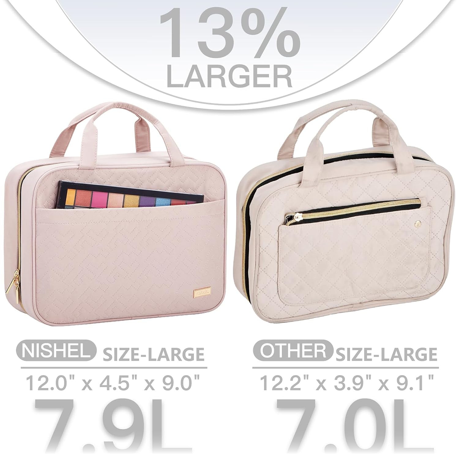 Green Large Capacity Hanging Toiletry Bag for Women(30.5 x 22.5 x 12 cm) - Checked Pattern Waterproof Cosmetic Organizer, Dry/Wet Separation & Multi-Compartment