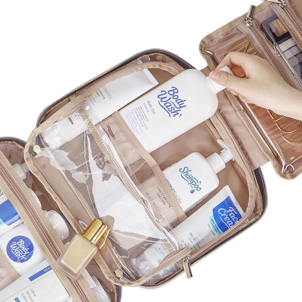 Purple Large Capacity Hanging Toiletry Bag for Women(30.5 x 22.5 x 12 cm) - Checked Pattern Waterproof Cosmetic Organizer, Dry/Wet Separation & Multi-Compartment