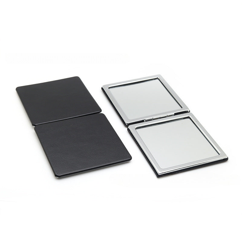 4-Pack Black Jumbo Square Folding Compact Mirror(8X8CM) - Men&#39;s Shaving &amp; Women&#39;s Makeup Mirror, PU Leather Cover &amp; High-Definition Glass Lens