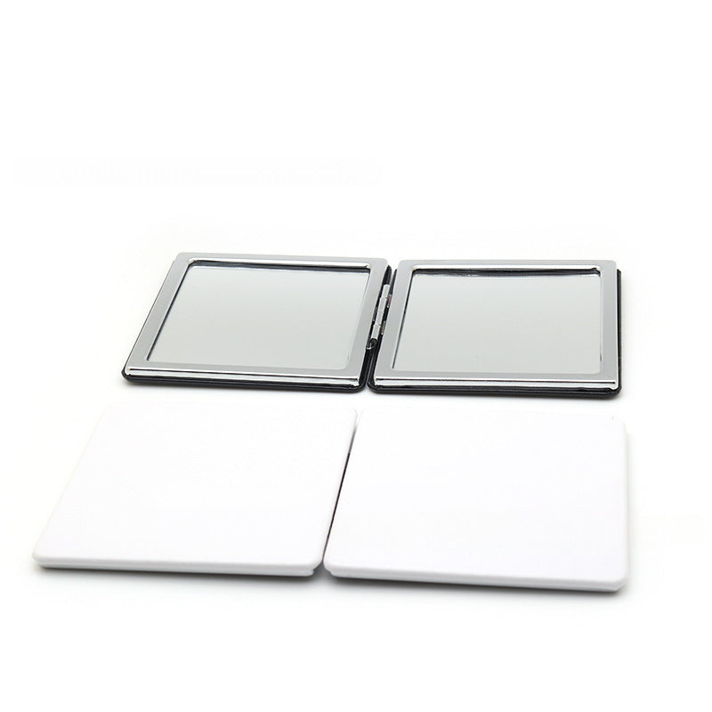 4-Pack White Jumbo Square Folding Compact Mirror(8X8CM) - Men&#39;s Shaving &amp; Women&#39;s Makeup Mirror, PU Leather Cover &amp; High-Definition Glass Lens