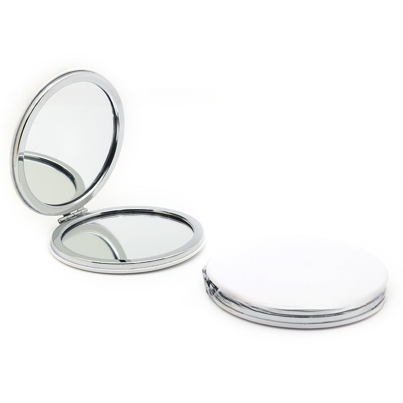 4-Pack White Jumbo Round Portable Makeup Mirror(8x8CM) - Pocket Cosmetic Mirror for Touch-Ups, PU Leather Cover &amp; Metal Frame