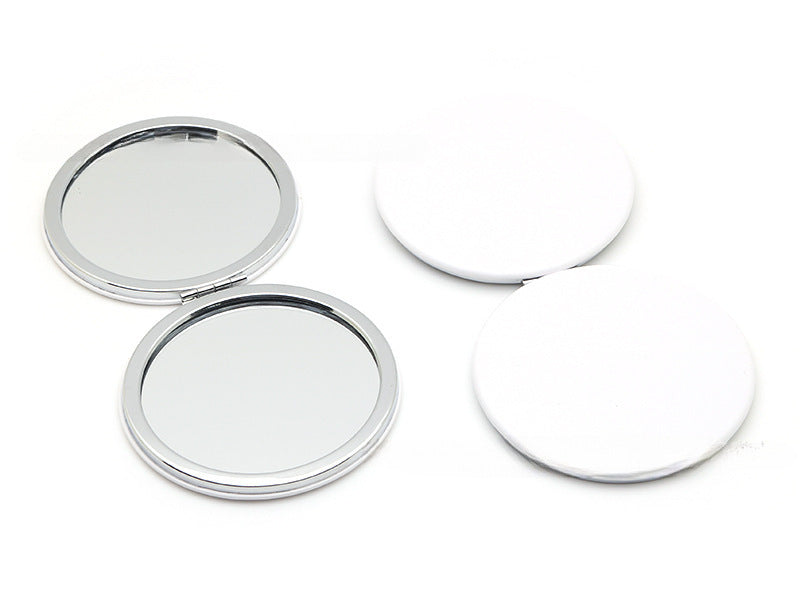 4-Pack White Jumbo Round Portable Makeup Mirror(8x8CM) - Pocket Cosmetic Mirror for Touch-Ups, PU Leather Cover & Metal Frame