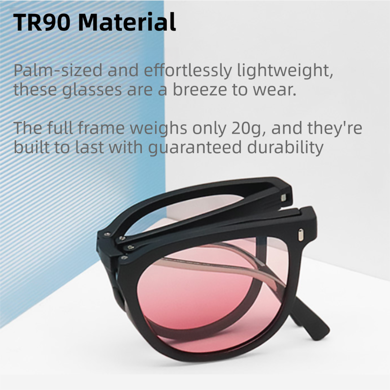 Ultra-Light Foldable TR Sunglasses for Women with Storage Bag - 15° Adjustable Temples & Premium Hinges, UV Protection (Black Frame/Brown Lenses)