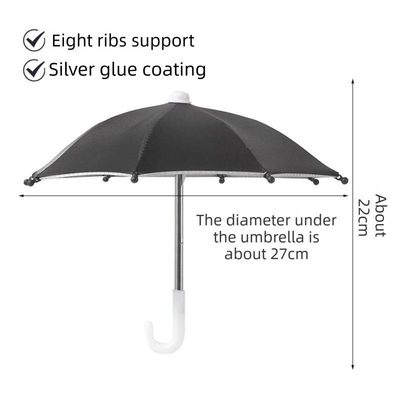 2-Pack Shock-Absorbing and Non-Slip Handlebar Phone Holder with Detachable Mini Umbrella - Waterproof & Windproof and Sunshade, 360° rotatable