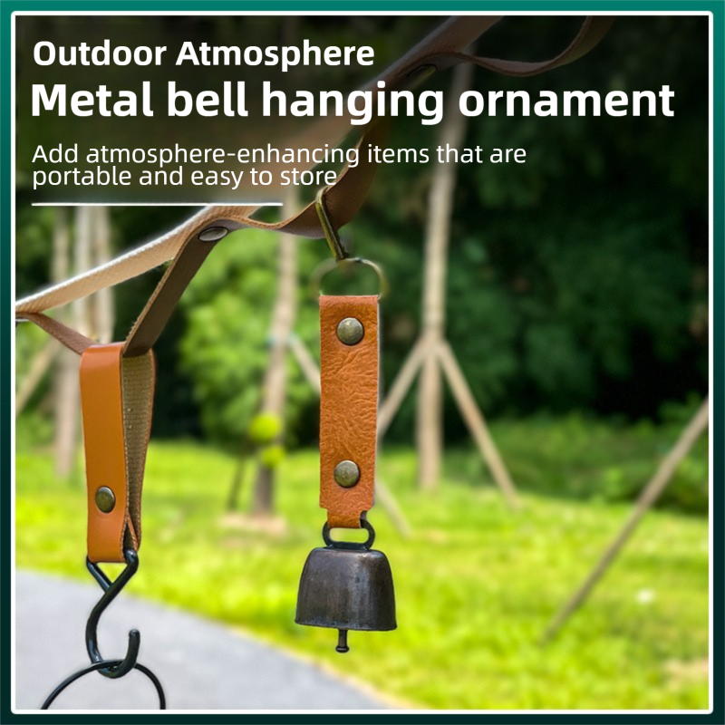 4-Pack Caramel Color Bear Bell &amp; Anti-Lost PU Keyring Accessory(14 x 3.5 x 2.5CM) - Magnetic Silencing Design, Outdoor Safety Alarm for Hiking, Camping &amp; Pet