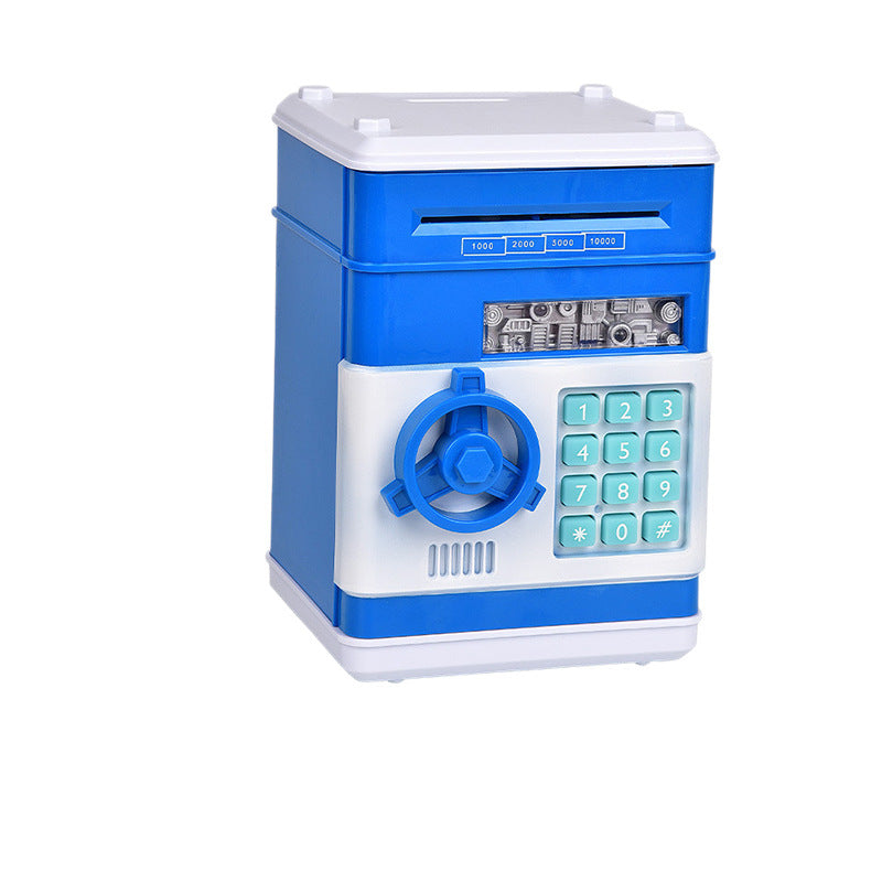 2-Piece Blue Smart ATM Piggy Banks - Kids Electronic Money Safe with Password Lock &amp; Auto-Roll in/out Feature
