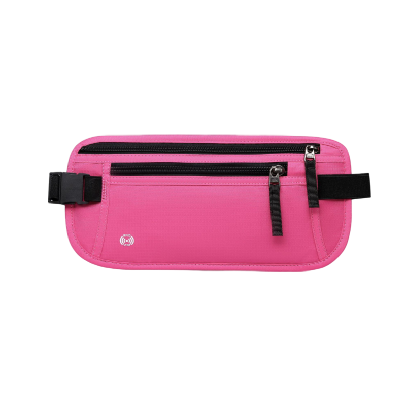 Pink RFID Blocking Slim Anti-Theft Fanny Pack for Outdoor Travel - Hidden Money Belt for Passport, Documents &amp; Cash