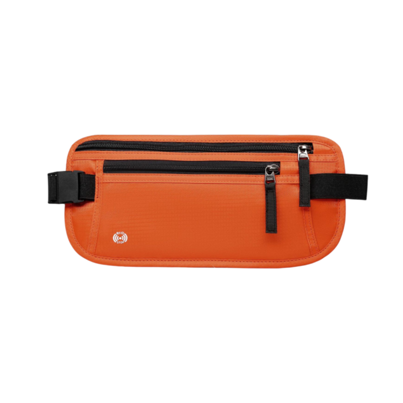 Orange RFID Blocking Slim Anti-Theft Fanny Pack for Outdoor Travel - Hidden Money Belt for Passport, Documents &amp; Cash