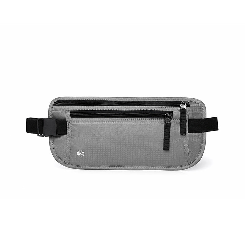 Light Grey RFID Blocking Slim Anti-Theft Fanny Pack for Outdoor Travel - Hidden Money Belt for Passport, Documents &amp; Cash