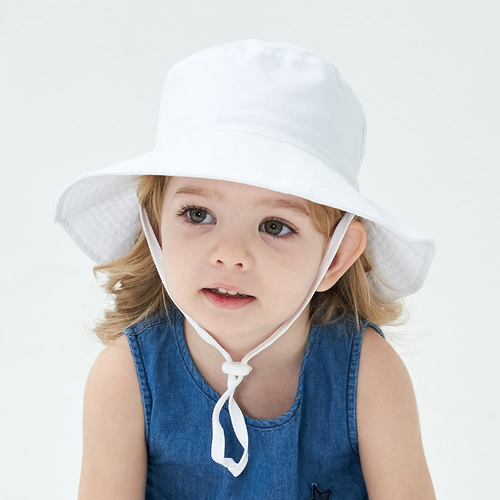 2-Pack White Kids Sun Hat and Travel Beach Fisherman Cap(M Size for Head Circumference 52-54) - Breathable UV Protection Cap