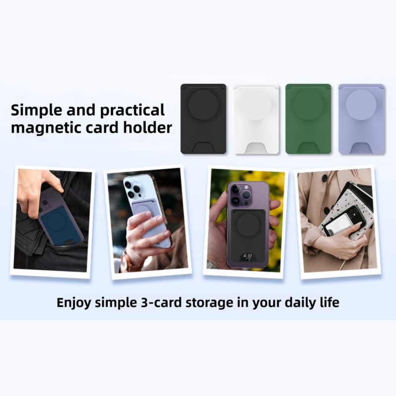 2-Pack 2-in-1 Dark Blue Magnetic Card Wallet Integrated Pop Airbag Stand(9.5x6x0.8 CM) - Including Magnetic Ring, for MagSafe Compatible iPhone 14/13/12 Series & Standard Phone Cases