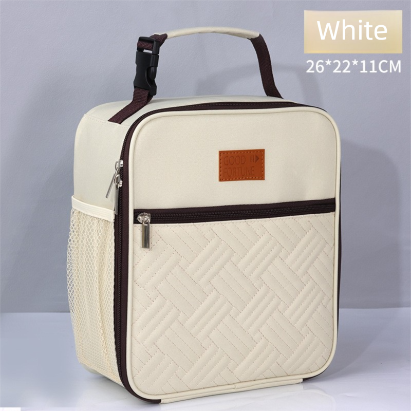 2-Pack Plaid Pattern Insulated Lunch Bag Set(Black & White) - Oxford Cloth Tote with Thermal Aluminum Foil, Large Capacity for Work and Picnic