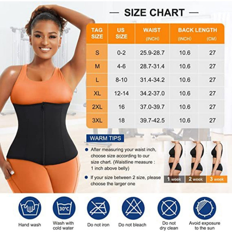 Silver Ion Sauna Waist Trainer for Women(Size 2XL) - 2-in-1 Zipper and Hook/Eye Sweat-Wicking Sports Girdle, Postpartum Fitness Shapewear